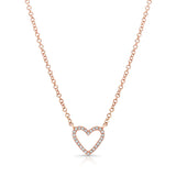 14k gold and diamond open heart necklace