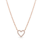 14k gold and diamond open heart necklace