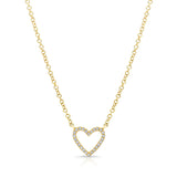 14k gold and diamond open heart necklace