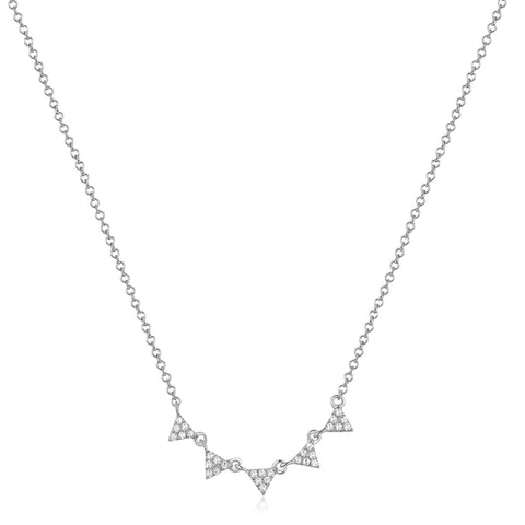 14k white gold 5 diamond triangle necklace