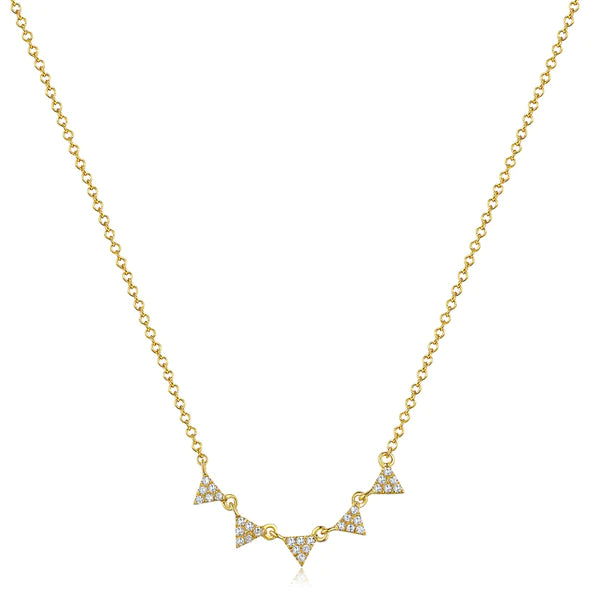 14k gold 5 diamond triangle necklace