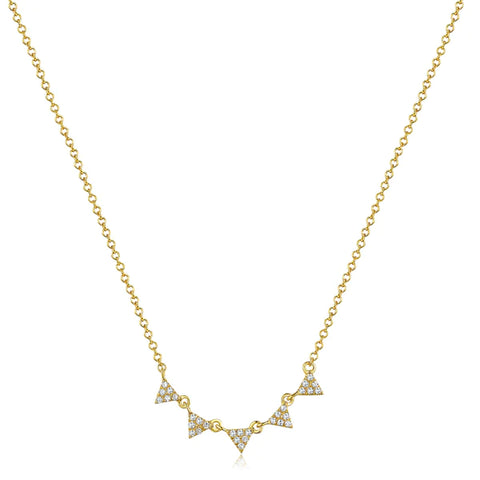 14k gold 5 diamond triangle necklace