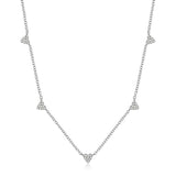 14k gold and diamond scattered hearts necklace
