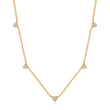 14k gold and diamond scattered hearts necklace