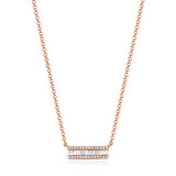 14k gold diamond baguette small bar necklace