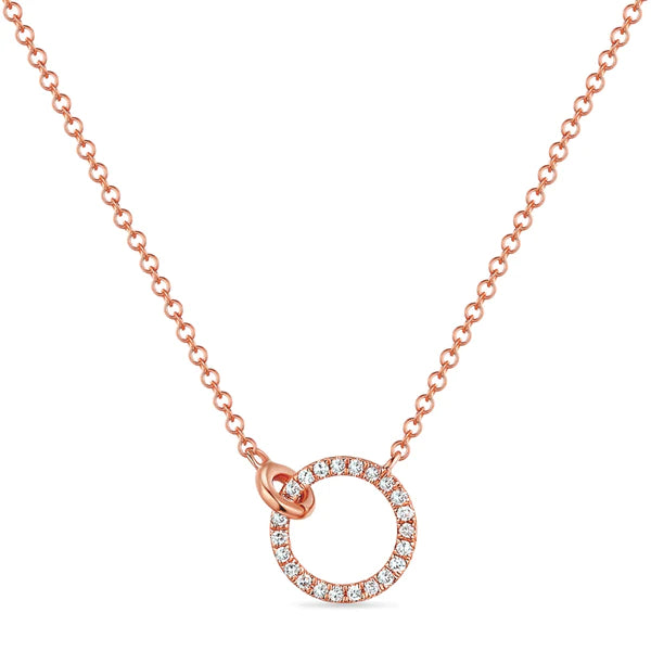 14k gold diamond open circle necklace with jump ring