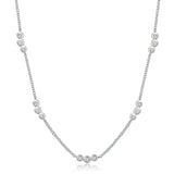 14k gold triple diamond bezel cluster necklace