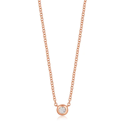 14k gold diamond bezel necklace