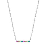 14k gold rainbow diamond bar necklace