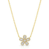 14k gold diamond and baguette daisy necklace