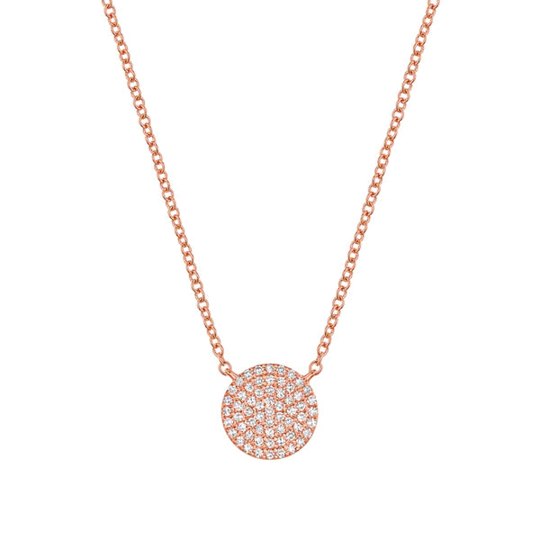 14k Gold Diamond Disk Necklace
