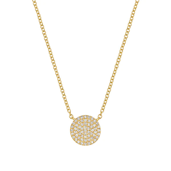 14k Gold Diamond Disk Necklace