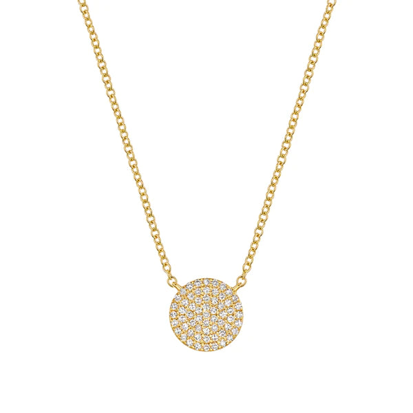 14k Gold Diamond Disk Necklace