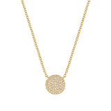 14k Gold Diamond Disk Necklace