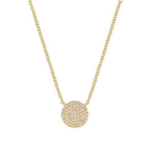 14k Gold Diamond Disk Necklace