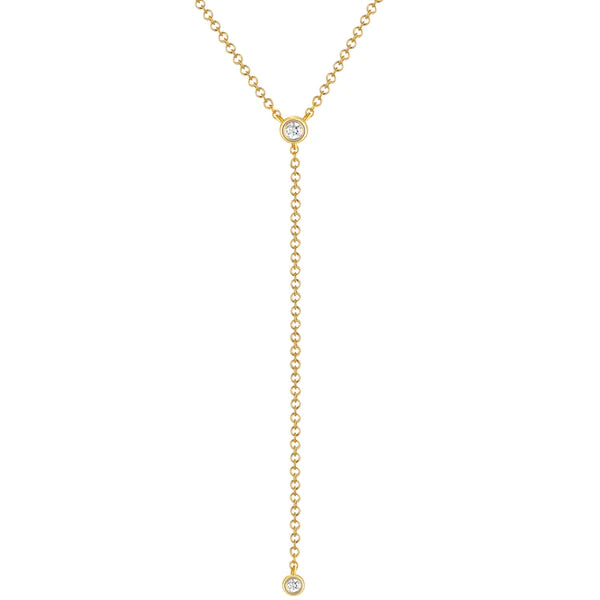 14k gold diamond bezel drop necklace