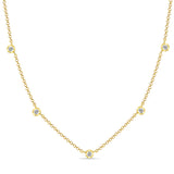 14k gold 5 Diamond Bezel Necklace