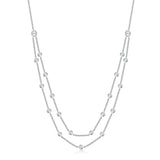 14k gold double strand diamond bezel necklace