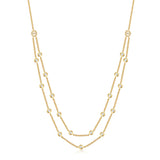 14k gold double strand diamond bezel necklace