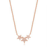 14k gold diamond triple star necklace