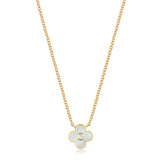14k gold diamond mother of pearl clover necklace
