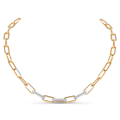 14k gold diamond paperclip necklace