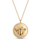 14k gold diamond bee pendant necklace