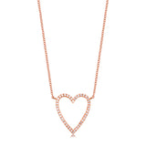 14k gold diamond large open heart necklace