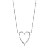 14k gold diamond large open heart necklace