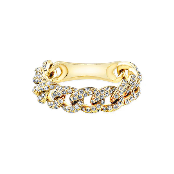 14k gold diamond chain link ring