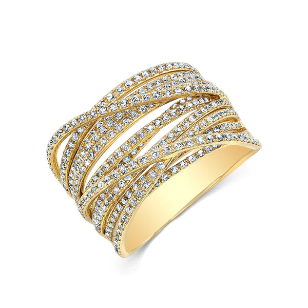 14k gold diamond criss cross ring