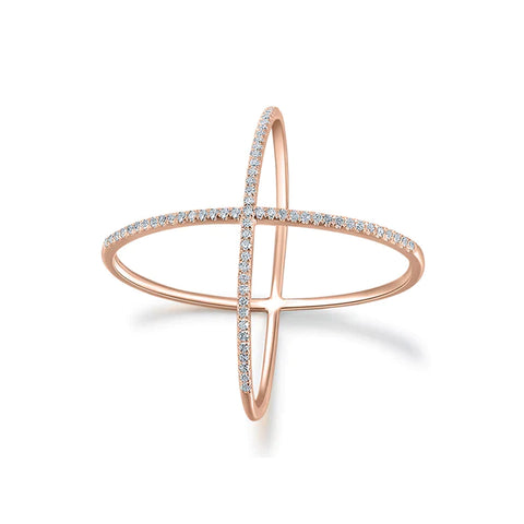 14k gold and diamond thin x ring