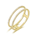 14k gold diamond double band ring