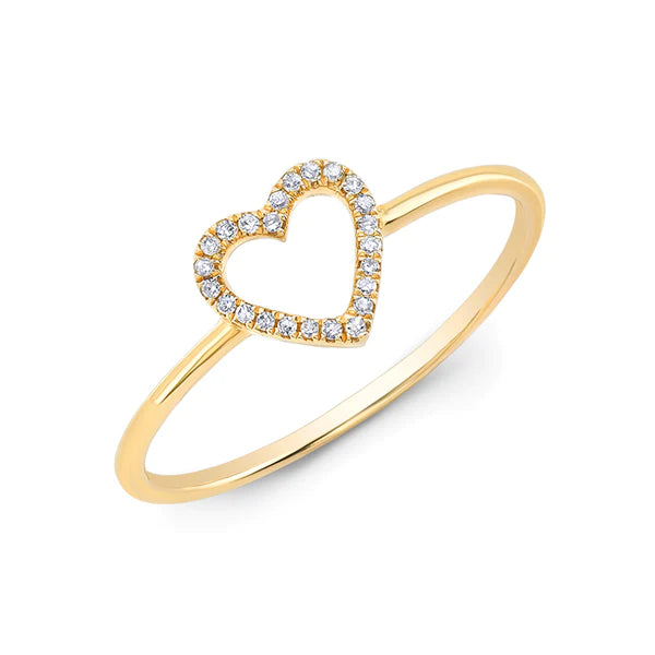 14k gold diamond open heart ring