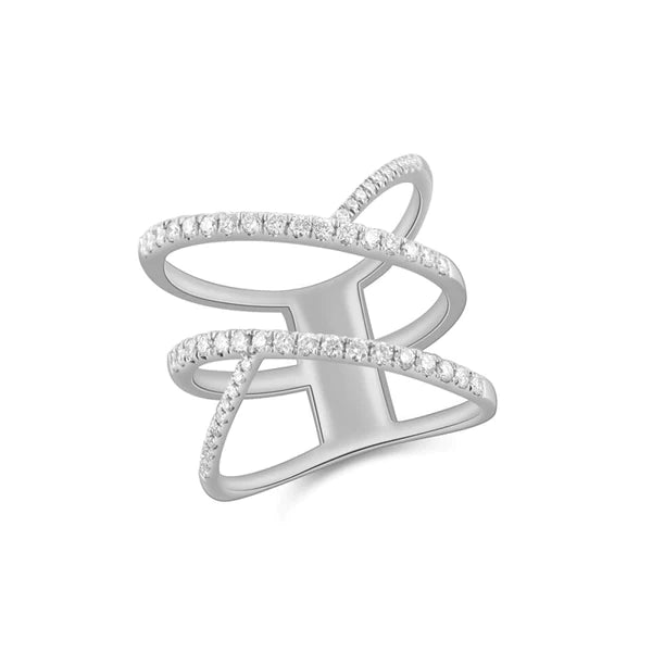 14k gold diamond open X ring
