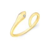 14k gold diamond eye snake ring