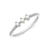 14k gold diamond 3 pearl ring