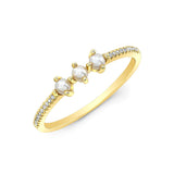 14k gold diamond 3 pearl ring