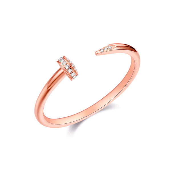 14k gold diamond nailhead ring