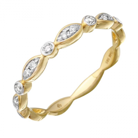 14k gold marquis and round diamond band