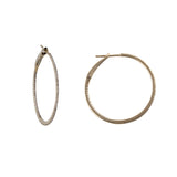 14k White Gold 11/2'' Round Diamond Hoop Earrings