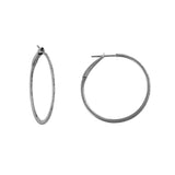 14k Black Rhodium 11/2'' Round Diamond Hoop Earrings