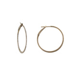 14k Black Rhodium 11/4'' round diamond hoop earrings.