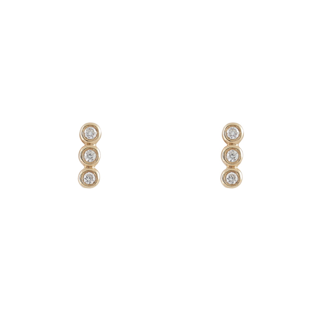 14k gold 3 diamond bezel sticks