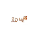 14k gold diamond love earrings
