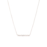 14k white gold diamond shared prong bar necklace