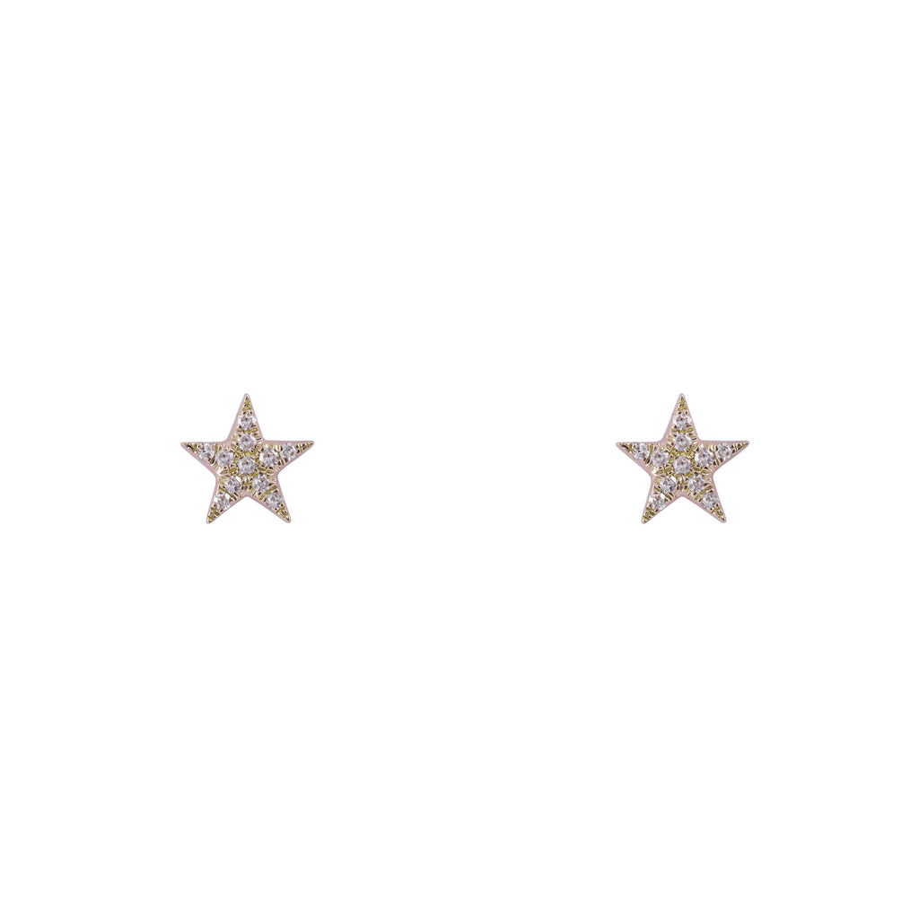 14k gold diamond bitty star studs - single