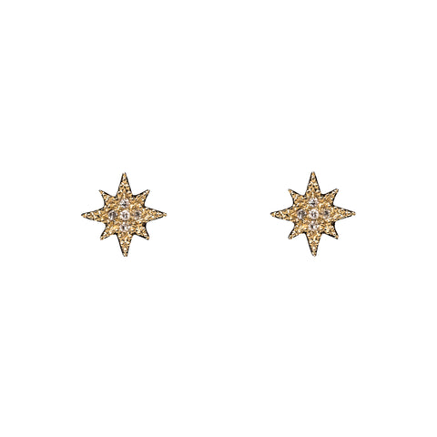 14k gold diamond single mini starburst post