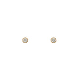 14k gold diamond bezel studs .18ct - Single Stud