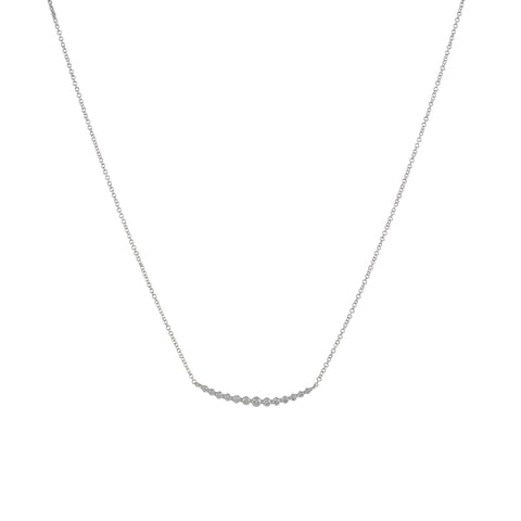 14k gold diamond bezel curved necklace